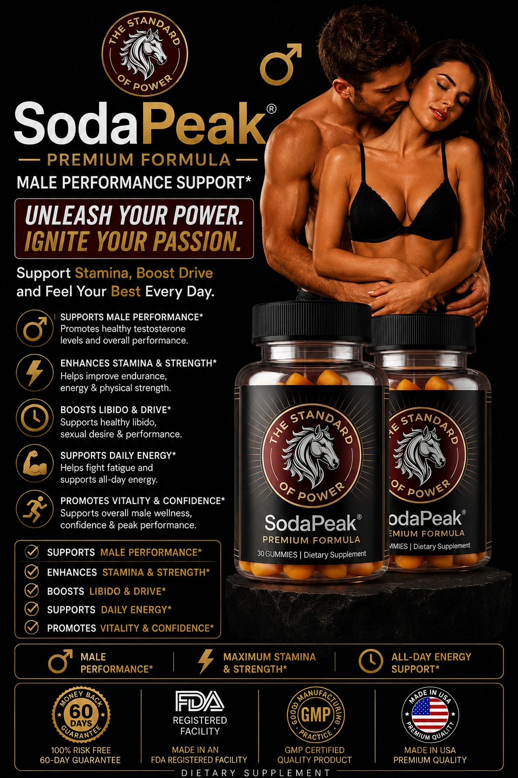 SodaPeak™ men's wellness supplement bottles